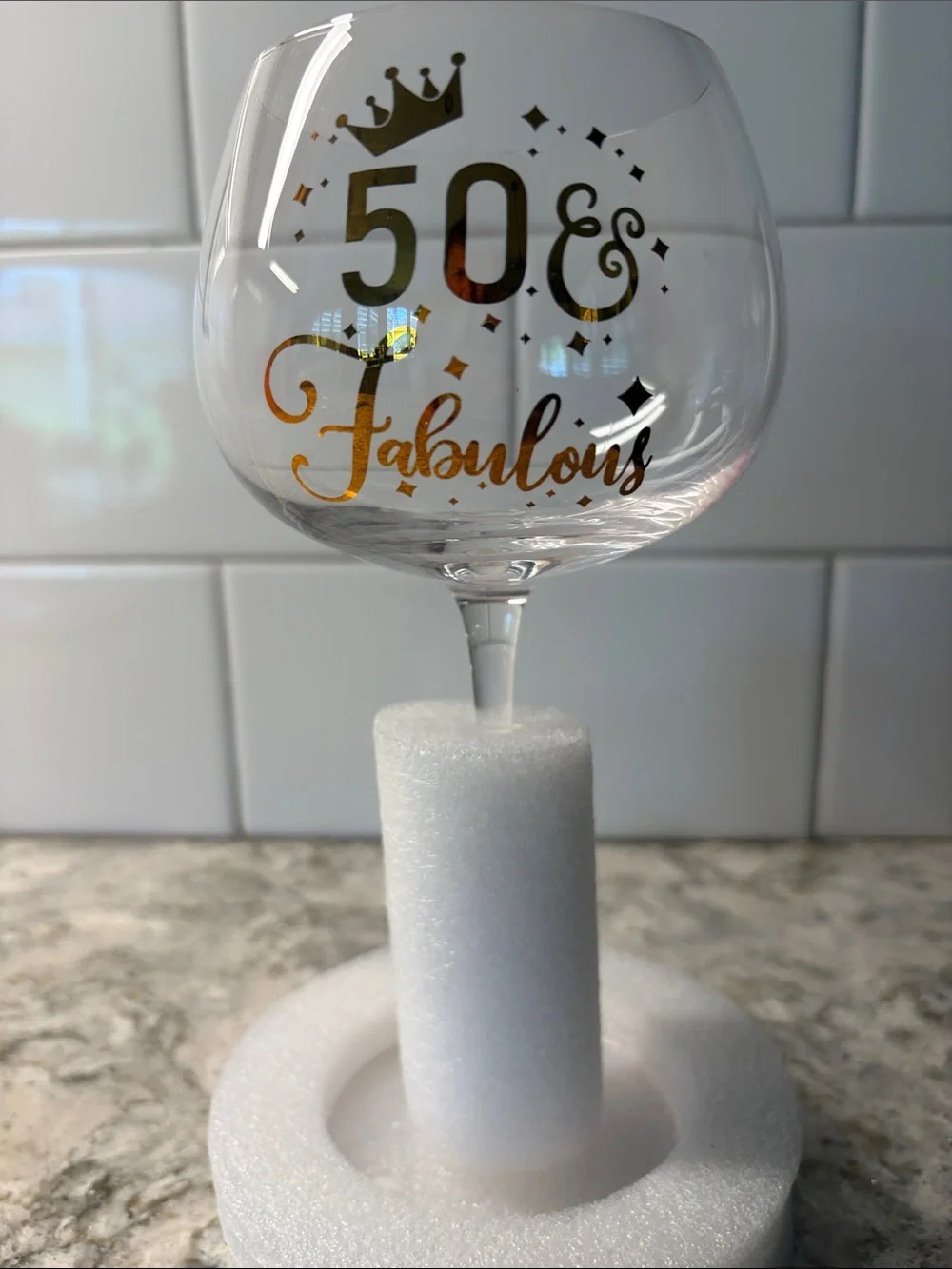 Pink Wine Glass Gift Set in Box-“50 & Fabulous”